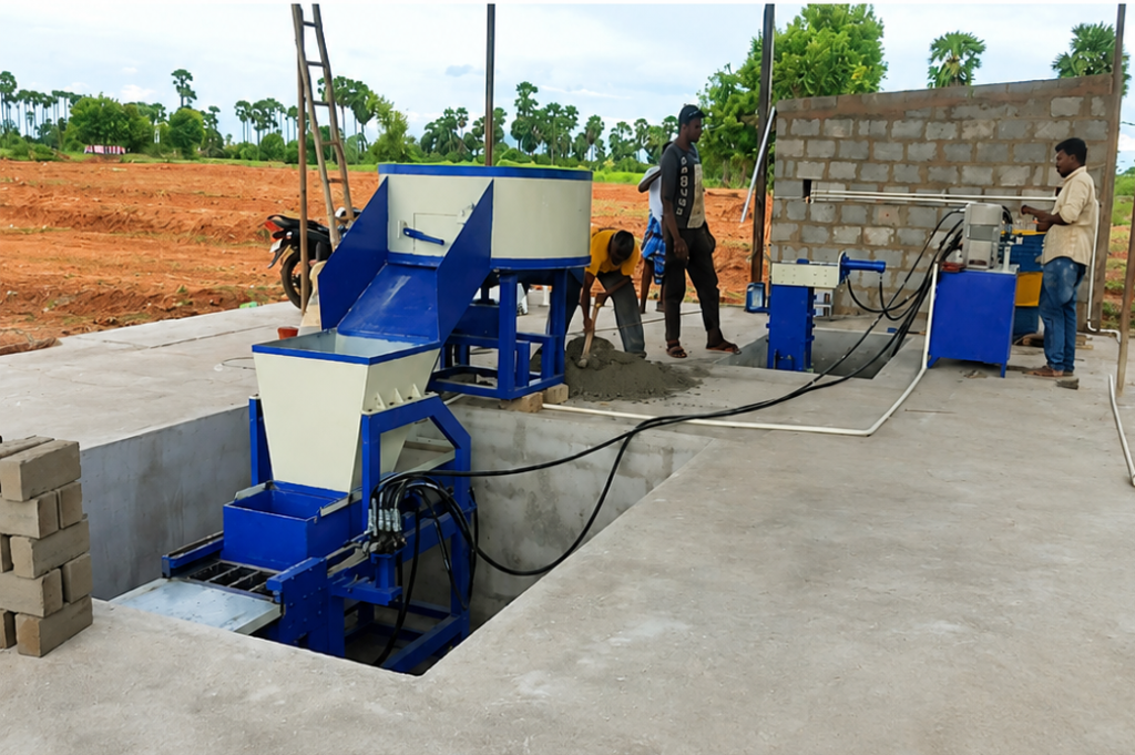 4 Cavity Fly Ash Brick & Interlock Brick Machine Attached Manual Manufacturer in Salem - SB Engineering